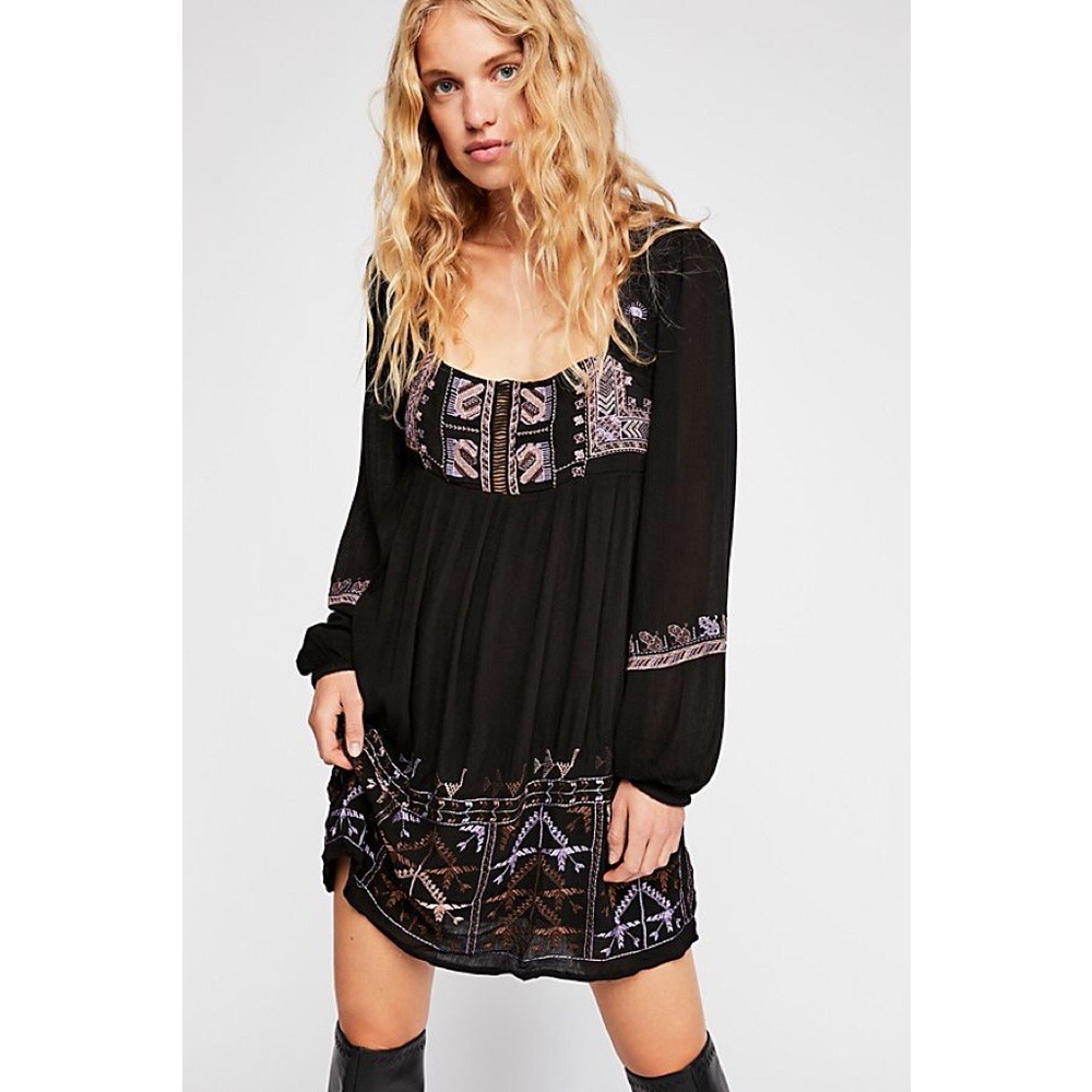Free People Rhiannon Embroidered Mini Dress